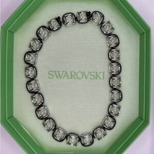 Swarovski Black and Silver Necklace with Crystal Accents